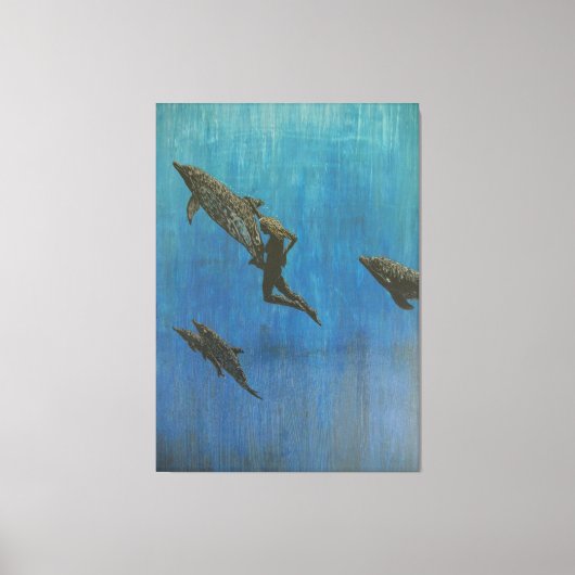 イルカを救出する キャンバスプリント (正面)