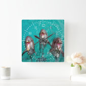 イルカを歌う海 スクエア壁時計 (ホーム)