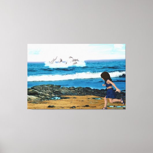 イルカを見る キャンバスプリント (正面)