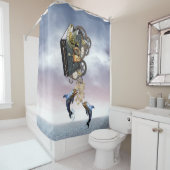 イルカを飛ばすステームパンク シャワーカーテン (インサイチュ)