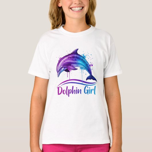 イルカガール 海洋愛好家 グラフィック Tシャツ (正面)