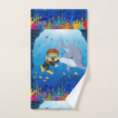 イルカテーマコーラルリード付き海洋ダイビング バスタオルセット (ハンドタオル)