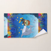 イルカテーマコーラルリード付き海洋ダイビング バスタオルセット (ハンドタオル)