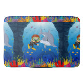 イルカテーマコーラルリード付き海洋ダイビング バスマット (正面)