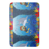 イルカテーマコーラルリード付き海洋ダイビング バスマット (正面縦)