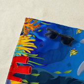 イルカテーマコーラルリード付き海洋ダイビング ビーチタオル (インサイチュ)