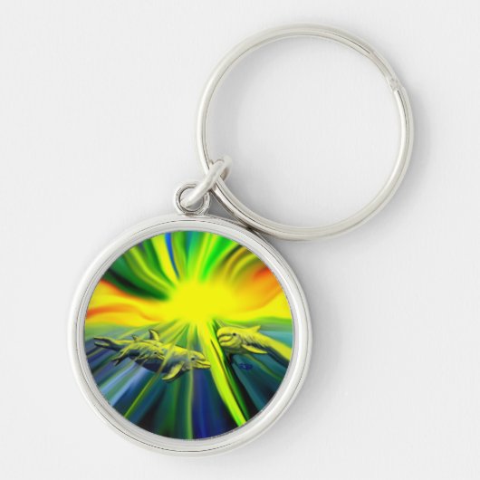 イルカファミリーin the sunshine キーホルダー (正面)