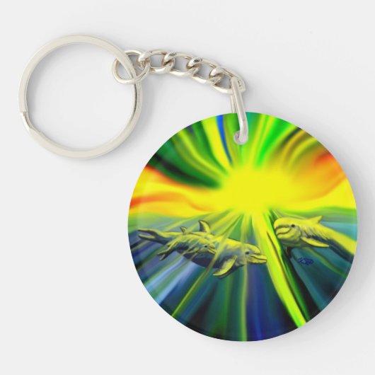 イルカファミリーin the sunshine キーホルダー (正面)