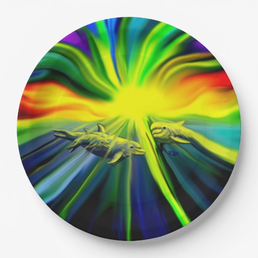 イルカファミリーin the sunshine ペーパープレート (正面)