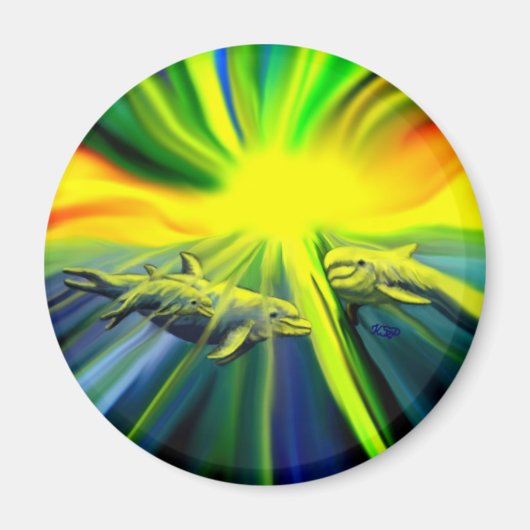 イルカファミリーin the sunshine マグネット (正面)