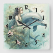 イルカファンタジー2 スクエア壁時計 (正面)