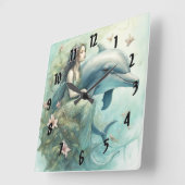 イルカファンタジー2 スクエア壁時計 (傾斜)