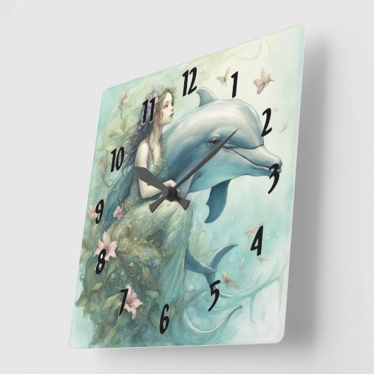 イルカファンタジー2 スクエア壁時計 (傾斜)