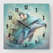 イルカファンタジー5 スクエア壁時計 (正面)