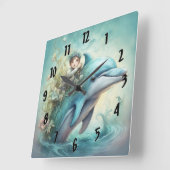 イルカファンタジー5 スクエア壁時計 (傾斜)