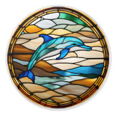 イルカフェイクステンドグラス セラミックノブ (正面)