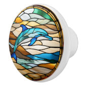 イルカフェイクステンドグラス セラミックノブ (右)