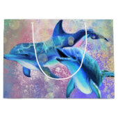 イルカンカップル-美しい ラージペーパーバッグ (正面)