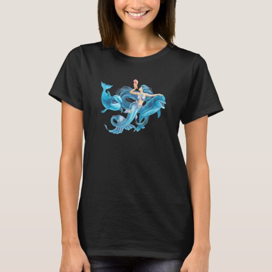 イルカ付き人魚 Tシャツ (正面)