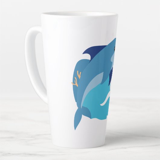 イルカ図形 カフェラテマグ (左アングル)