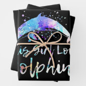 イルカ好きの贈り物この女の子はイルカが大好き ラッピングペーパーシート (インサイチュ)
