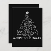 イルカ好きの贈り物|イルカメリークリスマスツリー サンキューカード (正面/裏面)