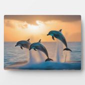 イルカ威厳のあるは夕暮れ時に飛び跳ねた。 フォトプラーク (正面)