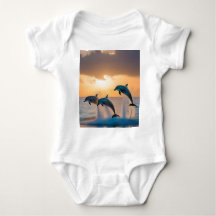 イルカ威厳のあるは夕暮れ時に飛び跳ねた。