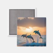 イルカ威厳のあるは夕暮れ時に飛び跳ねた。 マグネット (正面/裏面)
