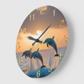 イルカ威厳のあるは夕暮れ時に飛び跳ねた。 ラージ壁時計 (傾斜)