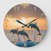 イルカ威厳のあるは夕暮れ時に飛び跳ねた。 ラージ壁時計 (正面)