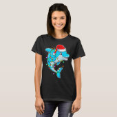 イルカ愛好家のクリスマス - サンタ帽子をかぶったイルカ Tシャツ (正面フル)