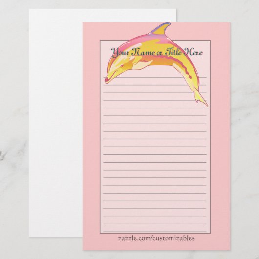 イルカ文カラフル房具 便箋 (正面/裏面)