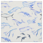 イルカ模様の水彩クジラ ファブリック (見本)