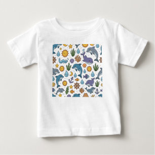 イルカ模様 ベビーTシャツ