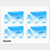 イルカ海の長方形のシール（テキストはこちら） 長方形シール (シート)