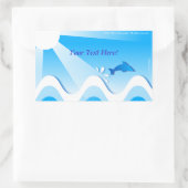 イルカ海の長方形のシール（テキストはこちら） 長方形シール (バッグ)