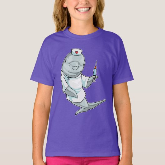 イルカ看護注射器 Tシャツ (正面)
