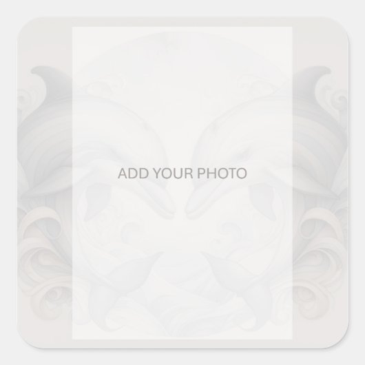 イルカ結婚の写真 スクエアシール (正面)