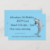 イルカ誕生日RSVPカード 出欠カード (正面/裏面)