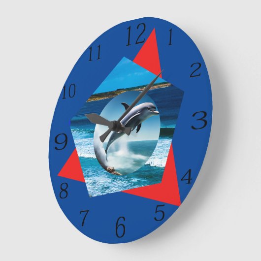 イルカ踊りの波、壁時計 ラージ壁時計 (傾斜)