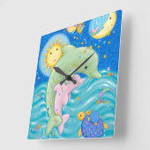 イルカ遊 スクエア壁時計 (傾斜)