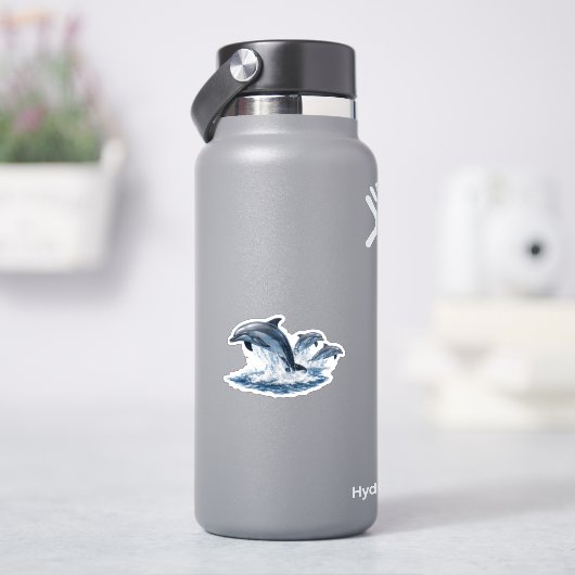 イルカ3匹がジャンプ、海洋生活ハットデザイン シール (HydroFlask)