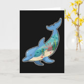 イルカ イルカ 海の動物 デザイン ギフトアイデア カード (黄色い花)