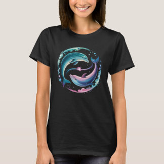 イルカ カラフル 海 海の生き物 野生動物 Tシャツ