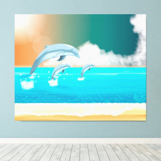 イルカ キャンバスプリント (インサイチュ (ウッドフロア))
