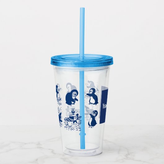 イルカ、クジラ、ペンギン アクリルタンブラー (正面)