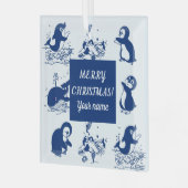 イルカ、クジラ、ペンギン ガラスオーナメント (正面左)