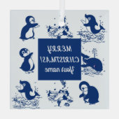 イルカ、クジラ、ペンギン ガラスオーナメント (裏面)