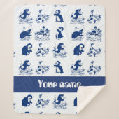 イルカ、クジラ、ペンギン シェルパブランケット (正面)